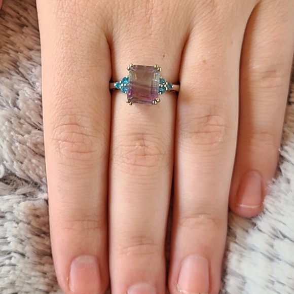 Beautiful Bi-Color Fluorite ring - Picture 2 of 6
